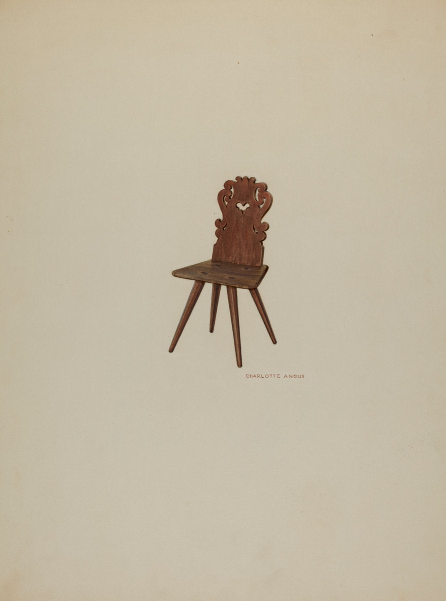 Pa. German Chair by Charlotte Angus (American, 1911 - 1989), 16X12"(A3)Poster Print
