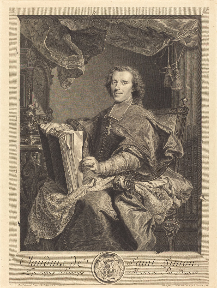 Claudius de Saint-Simon, Prince-Evêque de Metz by Jean Daullé after Hyacinthe Rigaud (French, 1703 - 1763), 16X12"(A3)Poster Print