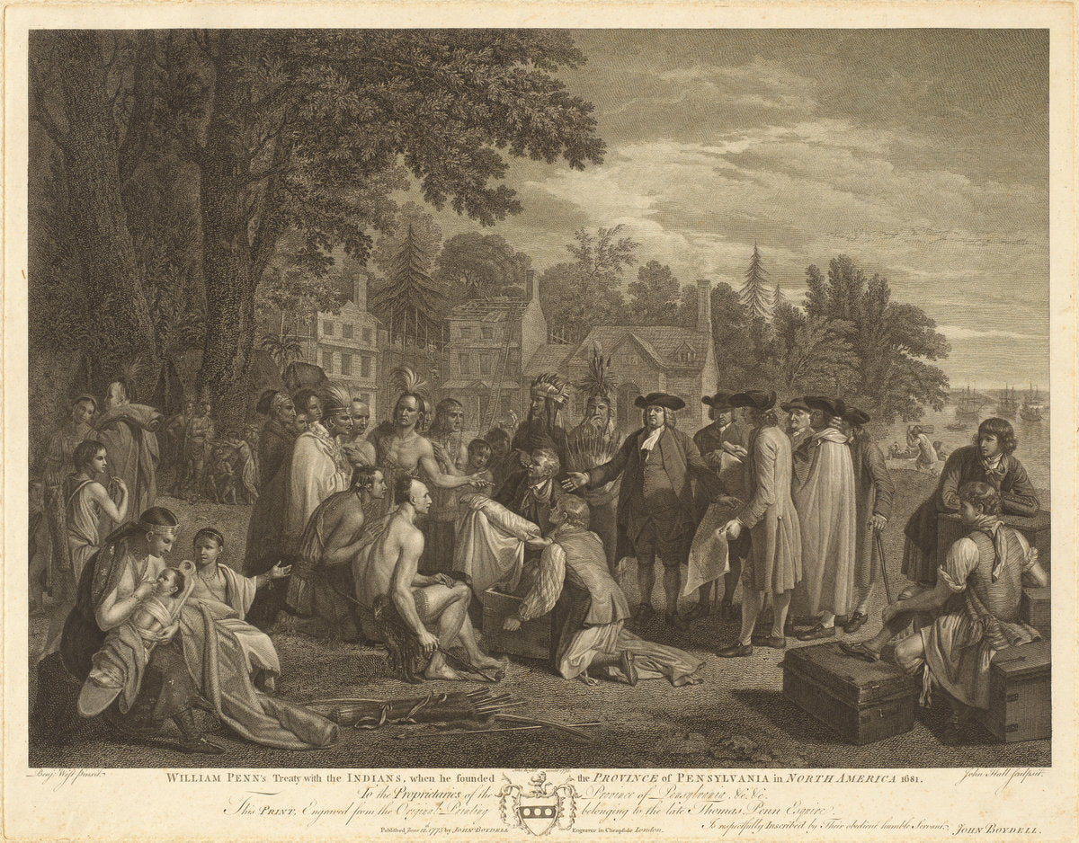 William Penn's Treaty with the Indians by John Hall after Benjamin West (British, 1739 - 1797), 16X12"(A3)Poster Print