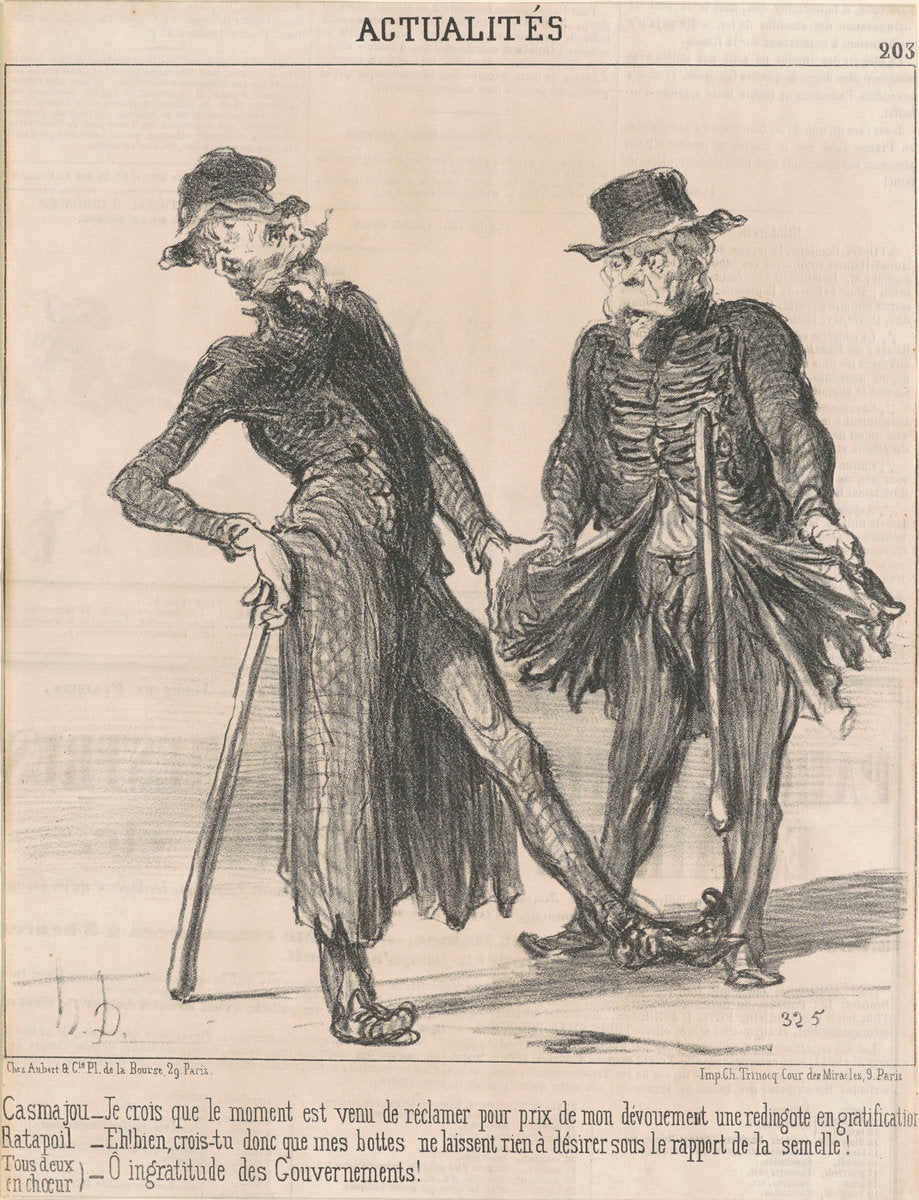 Casmajou -- Ratapoil (tous deux en choeur) by Honoré Daumier (French, 1808 - 1879), 16X12"(A3)Poster Print