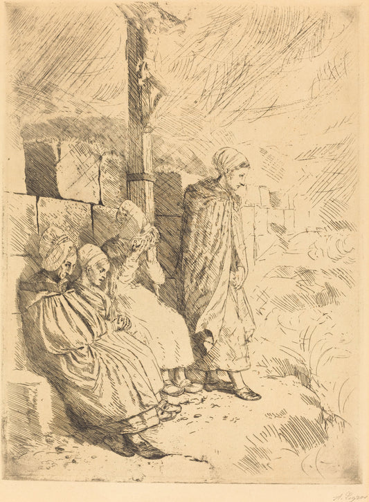 Fishermen's Wives (Femmes de pecheurs) by Alphonse Legros (French, 1837 - 1911), 16X12"(A3)Poster Print