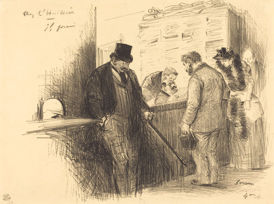 At the Bailiff's by Jean-Louis Forain (French, 1852 - 1931), 16X12"(A3)Poster Print