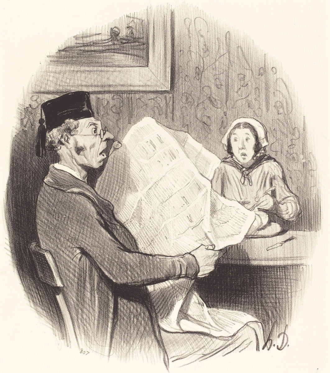 Le Format de plus en plus monstre by Honoré Daumier (French, 1808 - 1879), 16X12"(A3)Poster Print