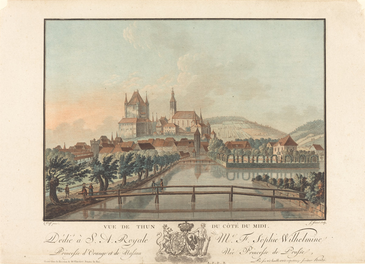 Vue de Thun du Cote du Midi by Jean-François Janinet (French, 1752 - 1814), 16X12"(A3)Poster Print