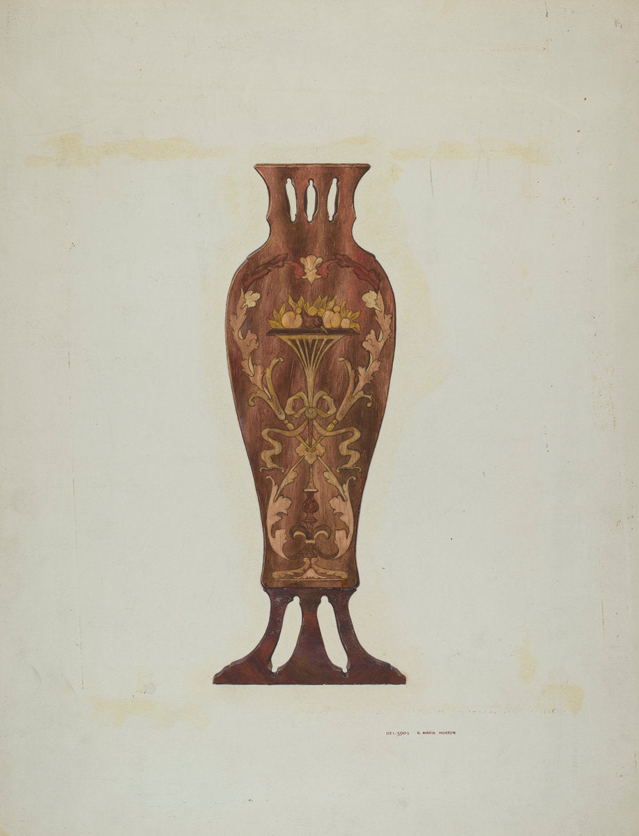 Inlaid Chippendale Chair Panel by Ralph Morton (American, active c. 1935), 16X12"(A3)Poster Print