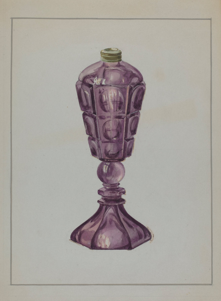 Amethyst Glass Oil Lamp by Marcus Moran (American, active c. 1935), 16X12"(A3)Poster Print