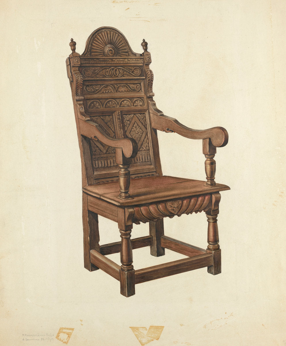 Jacobean Armchair by Lawrence Phillips and M. Rosenshield-von-Paulin (American, active c. 1935), 16X12"(A3)Poster Print