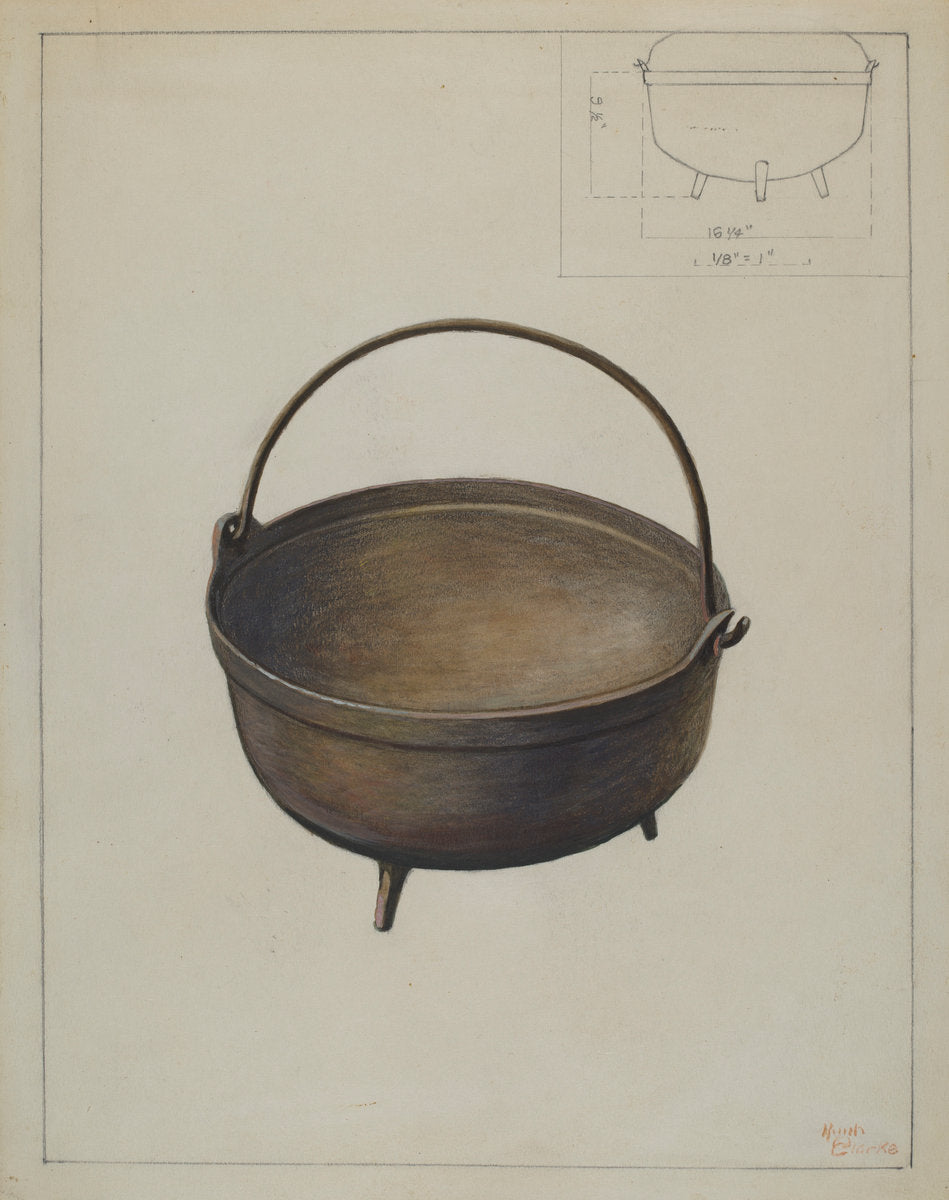 Fireplace Kettle by Hugh Clarke (American, active c. 1935), 16X12"(A3)Poster Print