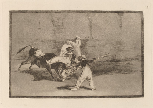 Cogida de un moro estando en la plaza  (A Moor Caught by the Bull in the Ring) by Francisco de Goya (Spanish, 1746 - 1828), 16X12"(A3)Poster Print