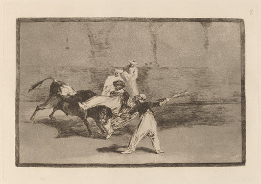 Cogida de un moro estando en la plaza  (A Moor Caught by the Bull in the Ring) by Francisco de Goya (Spanish, 1746 - 1828), 16X12"(A3)Poster Print