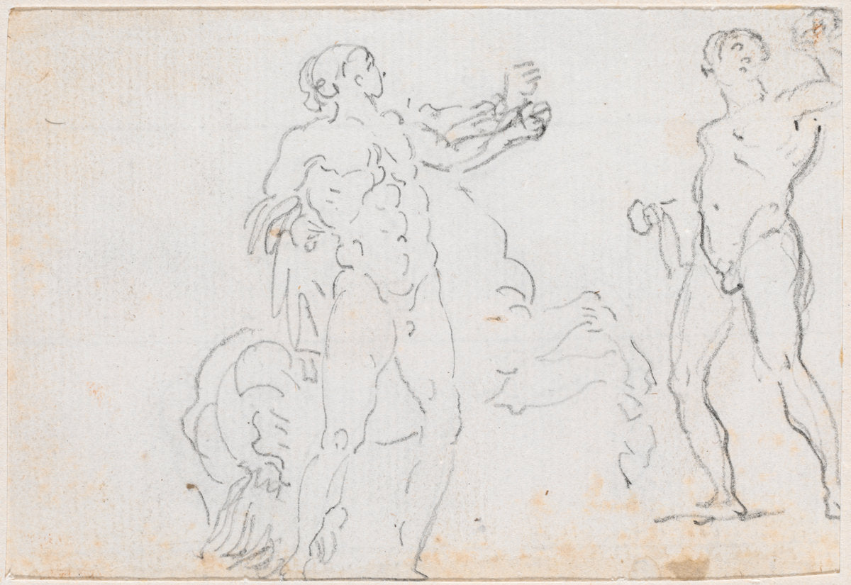 Two Studies of the Statue of Alexander and Bucephalus [verso] by Hubert Robert (French, 1733 - 1808), 16X12"(A3)Poster Print