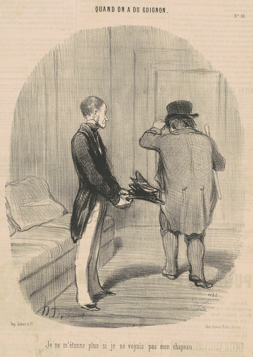 Je ne m'étonne plus si je ne voyais pas mon chapeau ... by Honoré Daumier (French, 1808 - 1879), 16X12"(A3)Poster Print