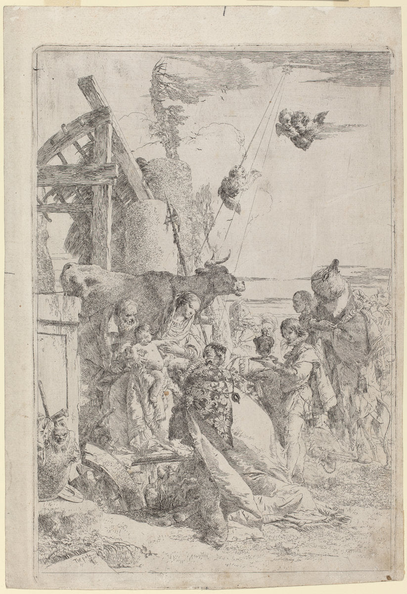 The Adoration of the Magi by Giovanni Battista Tiepolo (Italian, 1696 - 1770), 16X12"(A3)Poster Print
