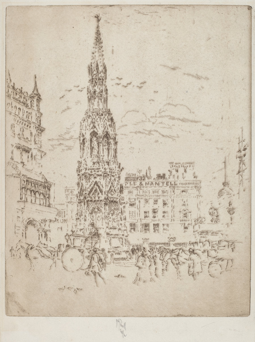 The Elinor Cross, in Front of Charing Cross Railway Station by Joseph Pennell (American, 1857 - 1926), 16X12"(A3)Poster Print