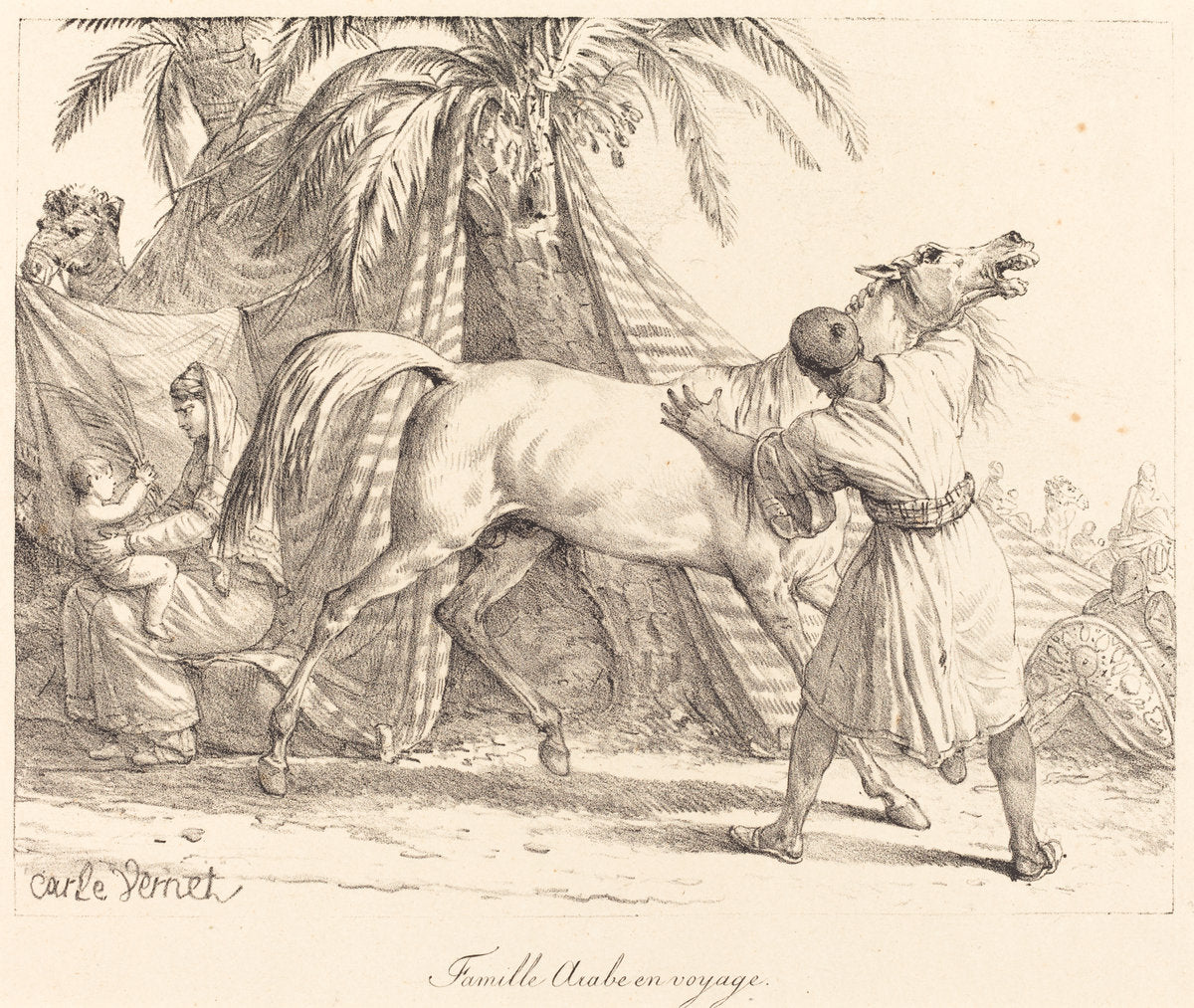 Famille Arabe en voyage by Carle Vernet (French, 1758 - 1836), 16X12"(A3)Poster Print