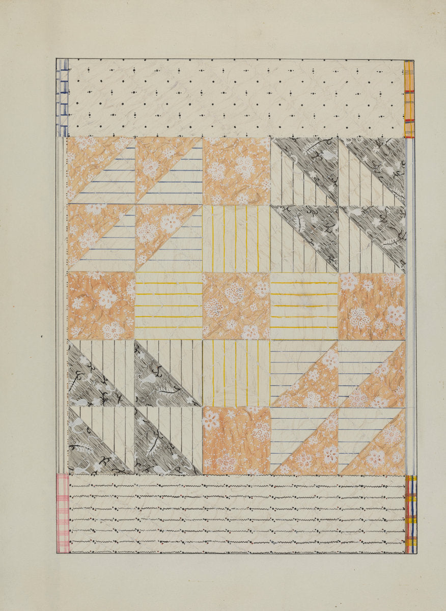 Patchwork Quilt by Margaret Linsley (American, active c. 1935), 16X12"(A3)Poster Print