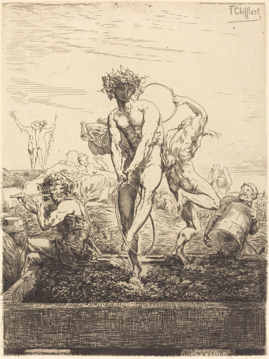 Grape Harvest by François-Nicolas Chifflart (French, 1825 - 1901), 16X12"(A3)Poster Print
