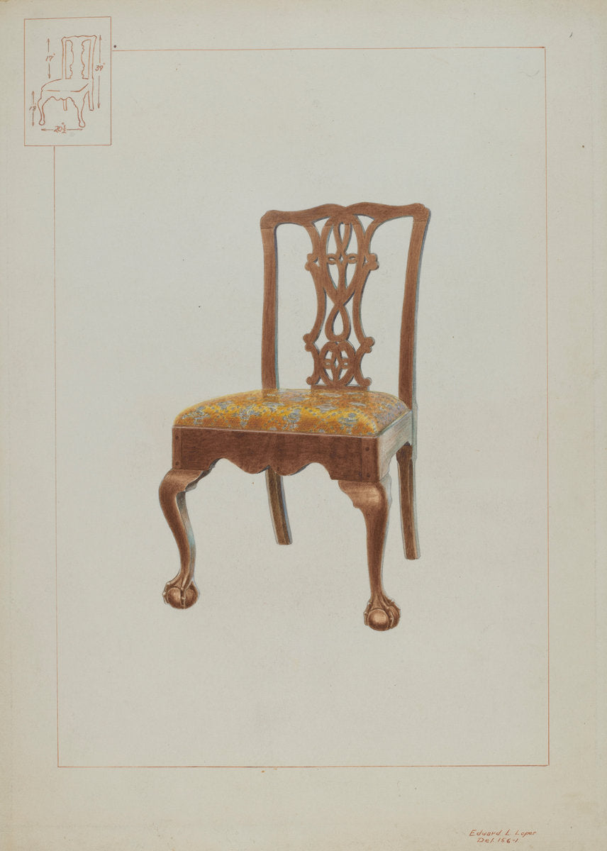 Chair by Edward L. Loper (American, born 1916), 16X12"(A3)Poster Print