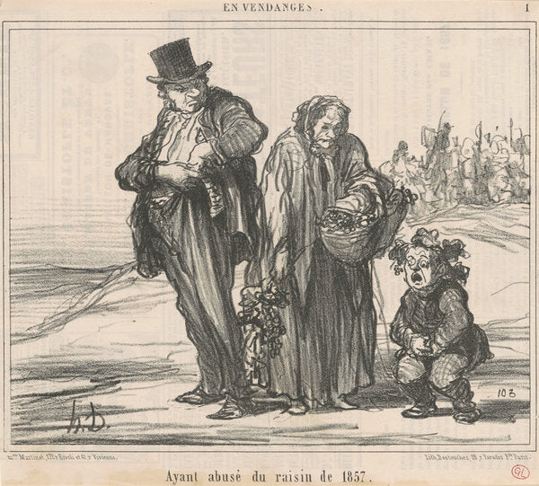 Ayant abusé du raisin de 1857 by Honoré Daumier (French, 1808 - 1879), 16X12"(A3)Poster Print
