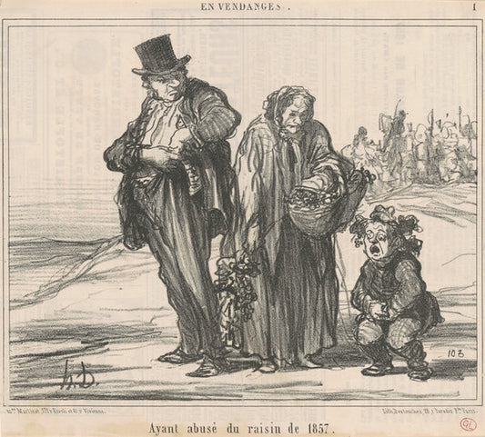 Ayant abusé du raisin de 1857 by Honoré Daumier (French, 1808 - 1879), 16X12"(A3)Poster Print