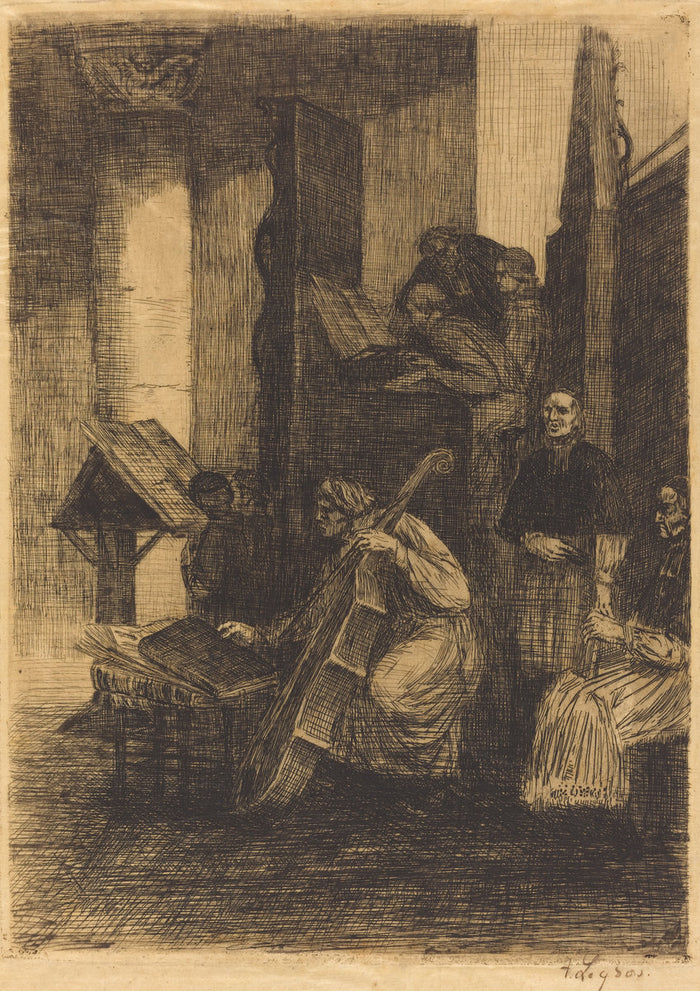 Choir in a Spanish Church (La choeur d'une eglise espagnole) by Alphonse Legros (French, 1837 - 1911), 16X12
