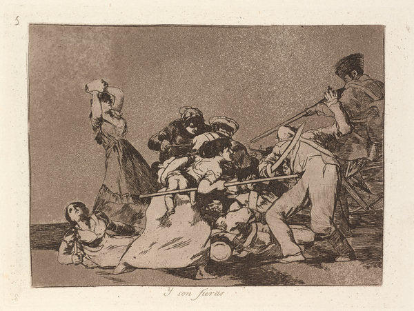 Y son fieras (And They Are Like Wild Beasts) by Francisco de Goya (Spanish, 1746 - 1828), 16X12"(A3)Poster Print