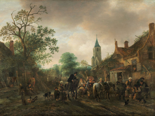 The Halt at the Inn by Isack van Ostade (Dutch, 1621 - 1649), 16X12"(A3)Poster Print