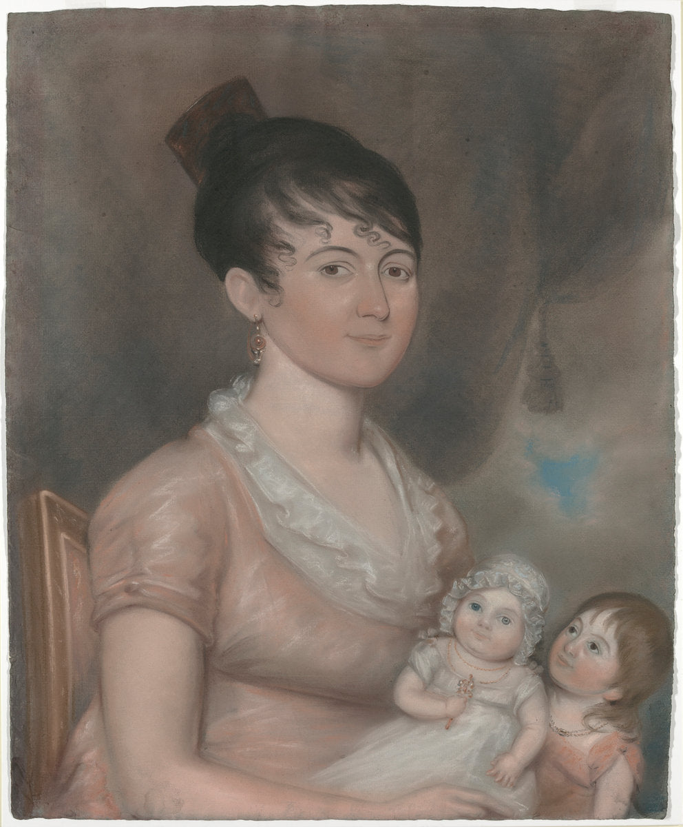 c. 1808 by American 19th Century (Anna Margaret Blake and Her Two Children), 16X12"(A3)Poster Print