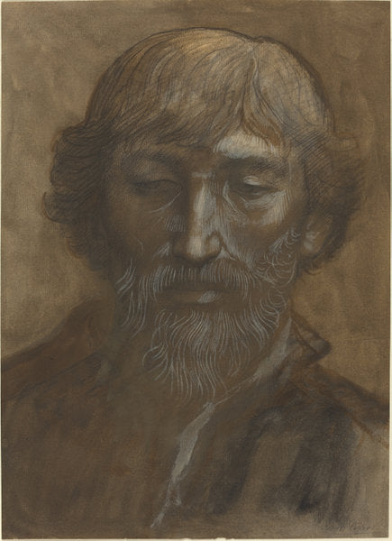 Head of a Man, Full Face by Alphonse Legros (French, 1837 - 1911), 16X12"(A3)Poster Print
