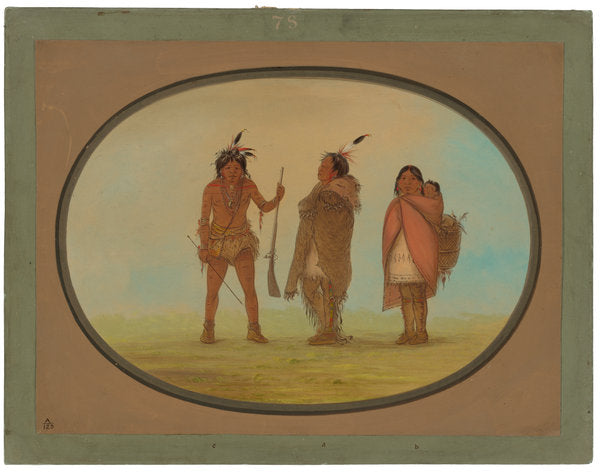 Arapaho Chief, His Wife, and a Warrior by George Catlin (American, 1796 - 1872), 16X12"(A3)Poster Print