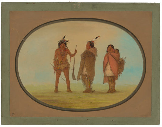 Arapaho Chief, His Wife, and a Warrior by George Catlin (American, 1796 - 1872), 16X12"(A3)Poster Print