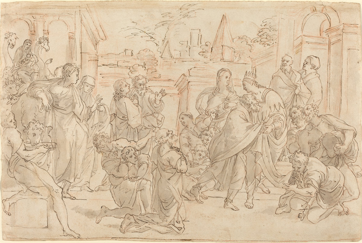 17th century by Italian 17th Century (Joseph and His Brother in Egypt [verso]), 16X12"(A3)Poster Print