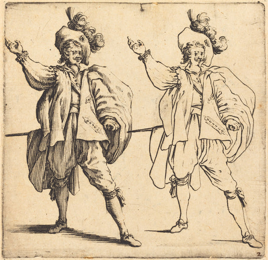 Officer with Large Plume, Front View by Jacques Callot (French, 1592 - 1635), 16X12"(A3)Poster Print