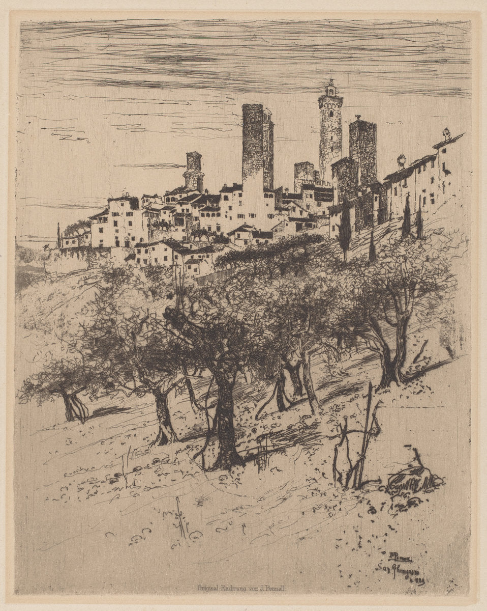 San Gimignano by Joseph Pennell (American, 1857 - 1926), 16X12"(A3)Poster Print