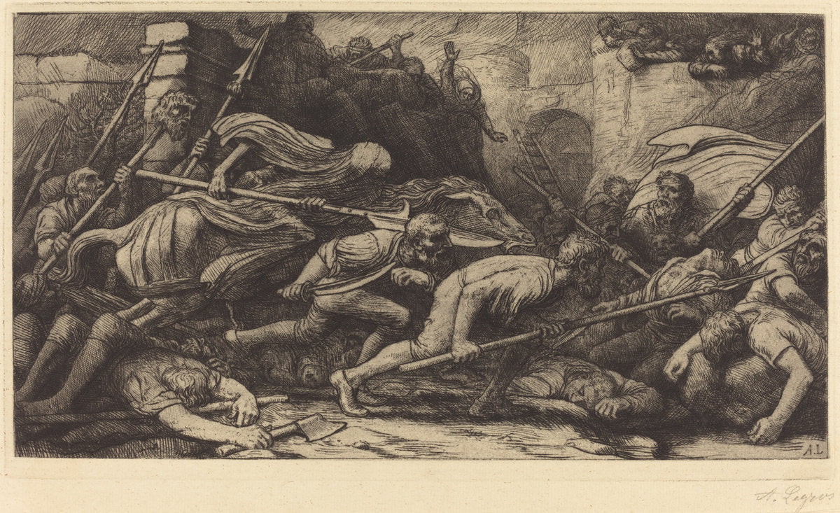 The Triumph of Death: Battle (Le triomphe de la mort: Le combat) by Alphonse Legros (French, 1837 - 1911), 16X12"(A3)Poster Print