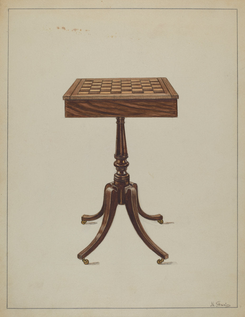 Checker Table by Nicholas Gorid (American, active c. 1935), 16X12"(A3)Poster Print