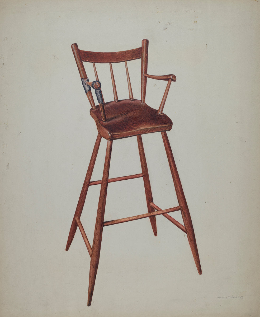 Child's High Chair by Herman O. Stroh (American, active c. 1935), 16X12"(A3)Poster Print
