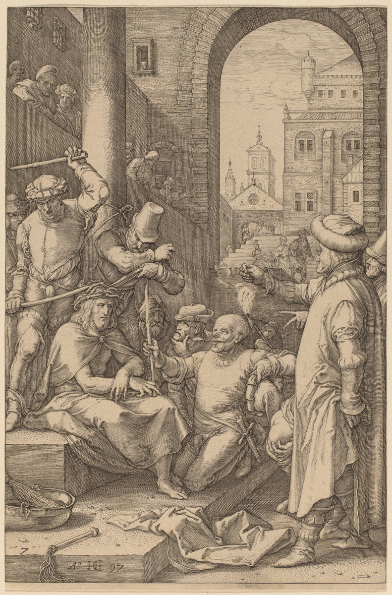Christ Crowned with Thorns by Hendrik Goltzius (Dutch, 1558 - 1617), 16X12"(A3)Poster Print