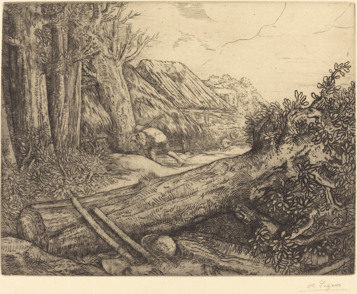 At the Home of the Woodcutters (Chez les bocherons) by Alphonse Legros (French, 1837 - 1911), 16X12"(A3)Poster Print
