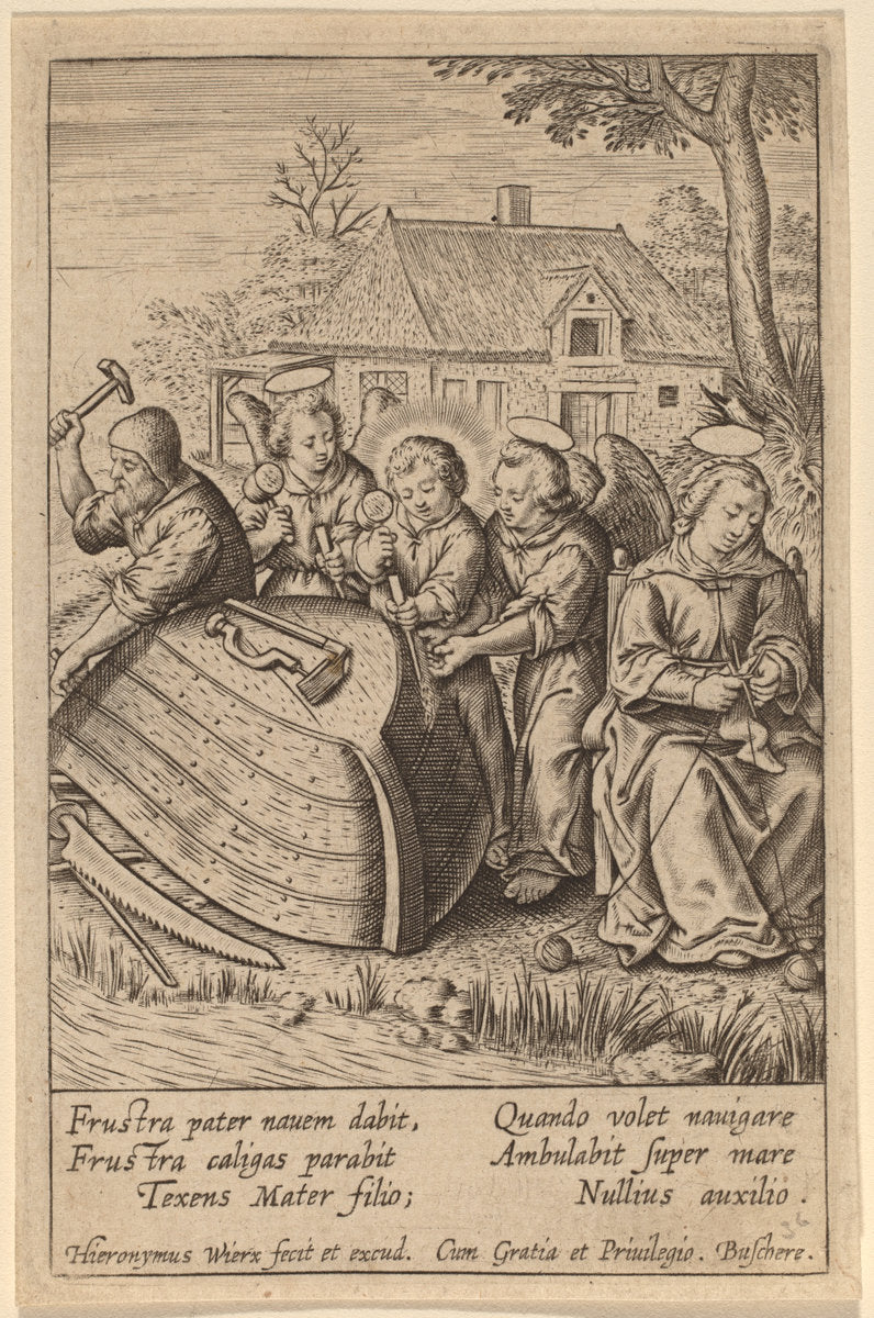 Frustra pater nauem dabit by Hieronymus Wierix (Flemish, c. 1553 - 1619), 16X12"(A3)Poster Print