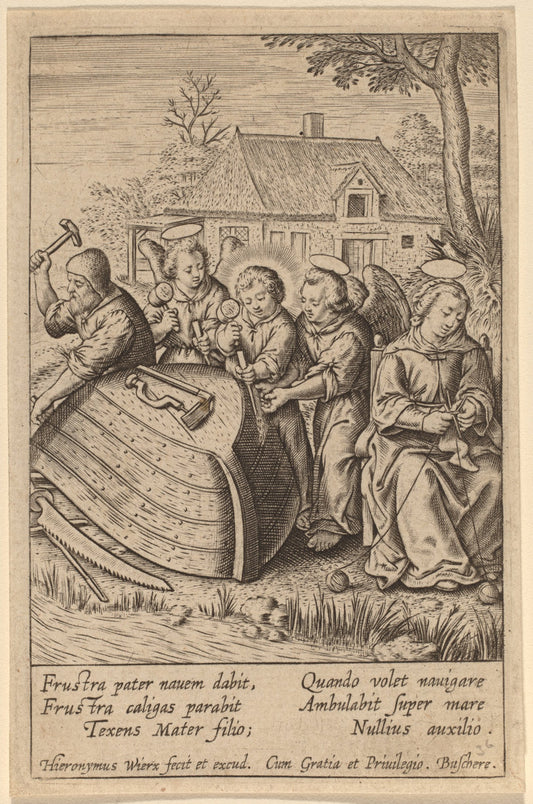 Frustra pater nauem dabit by Hieronymus Wierix (Flemish, c. 1553 - 1619), 16X12"(A3)Poster Print