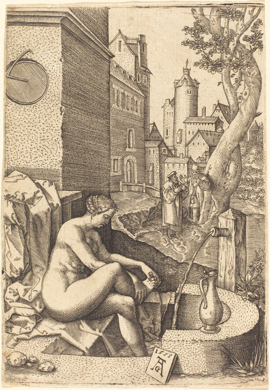 Susanna Surprised by the Two Elders by Heinrich Aldegrever (German, 1502 - 1555/1561), 16X12"(A3)Poster Print