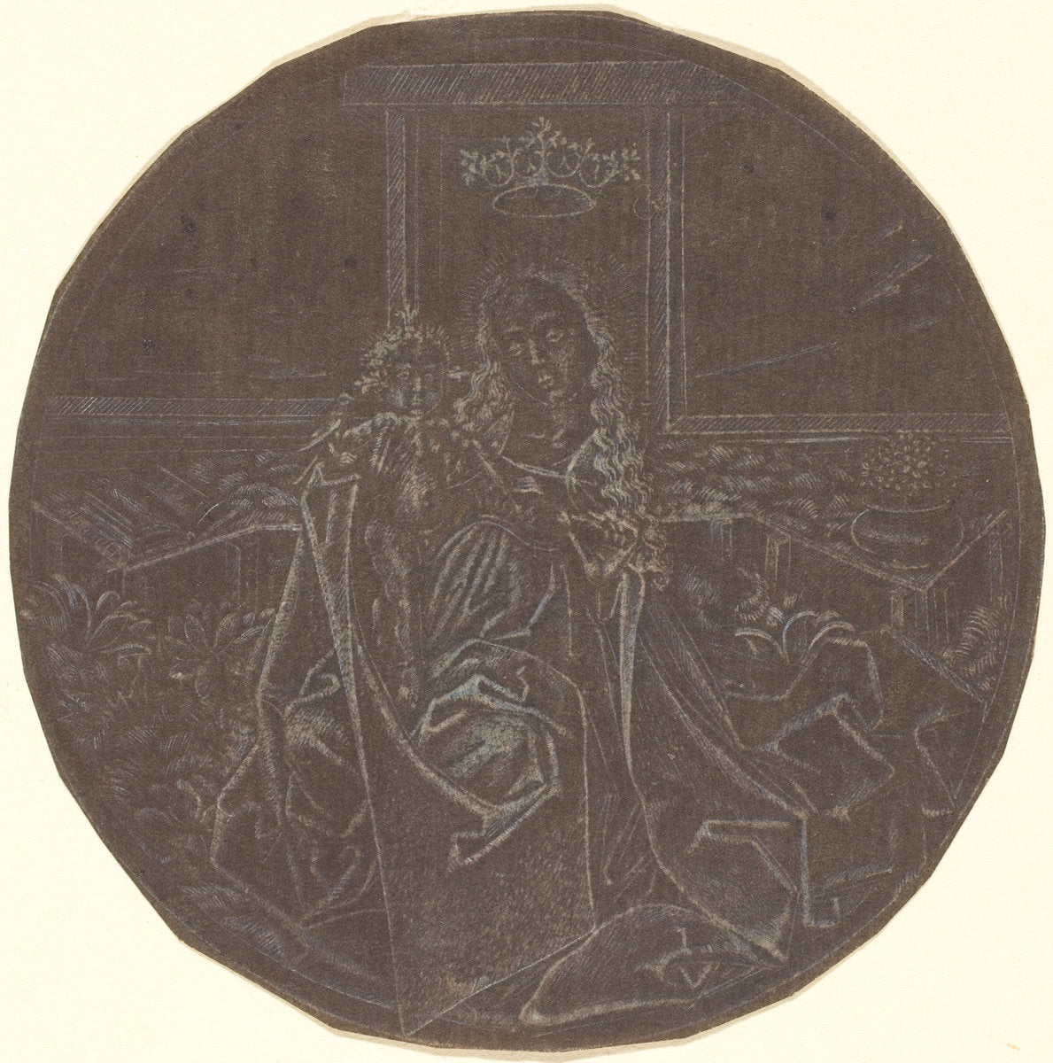 19th century facsimile after an engraving of c. 1465-1467 by Master E.S. Facsimile (The Madonna and Child in a Garden), 16X12"(A3)Poster Print