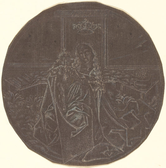 19th century facsimile after an engraving of c. 1465-1467 by Master E.S. Facsimile (The Madonna and Child in a Garden), 16X12"(A3)Poster Print