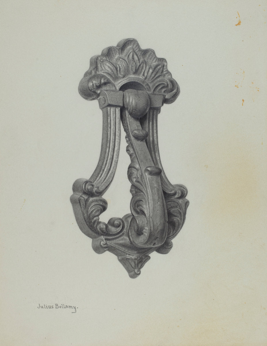Door Knocker by Julius Bellamy (American, active c. 1935), 16X12"(A3)Poster Print