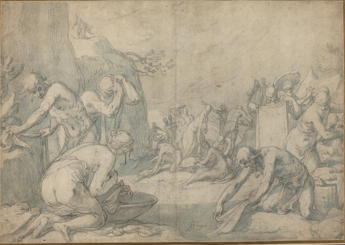 Ritual Washing of the Israelites by Abraham Bloemaert (Dutch, 1564 - 1651), 16X12"(A3)Poster Print
