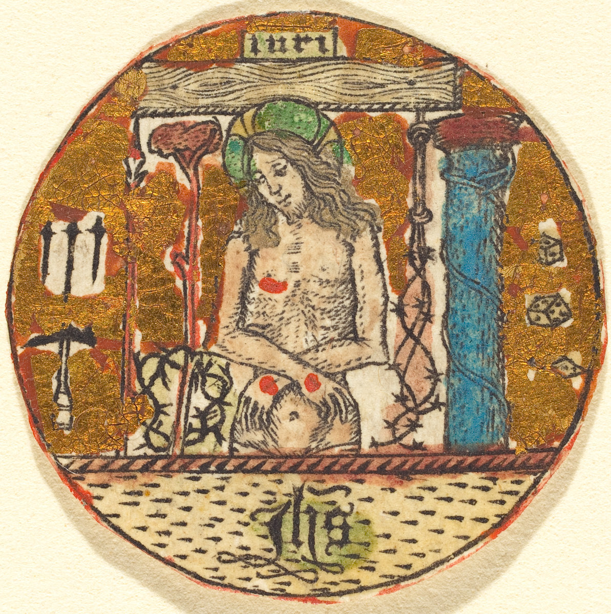 c. 1450/1460 by Follower of Master E.S. (Christ as the Man of Sorrows), 16X12"(A3)Poster Print