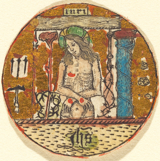 c. 1450/1460 by Follower of Master E.S. (Christ as the Man of Sorrows), 16X12"(A3)Poster Print