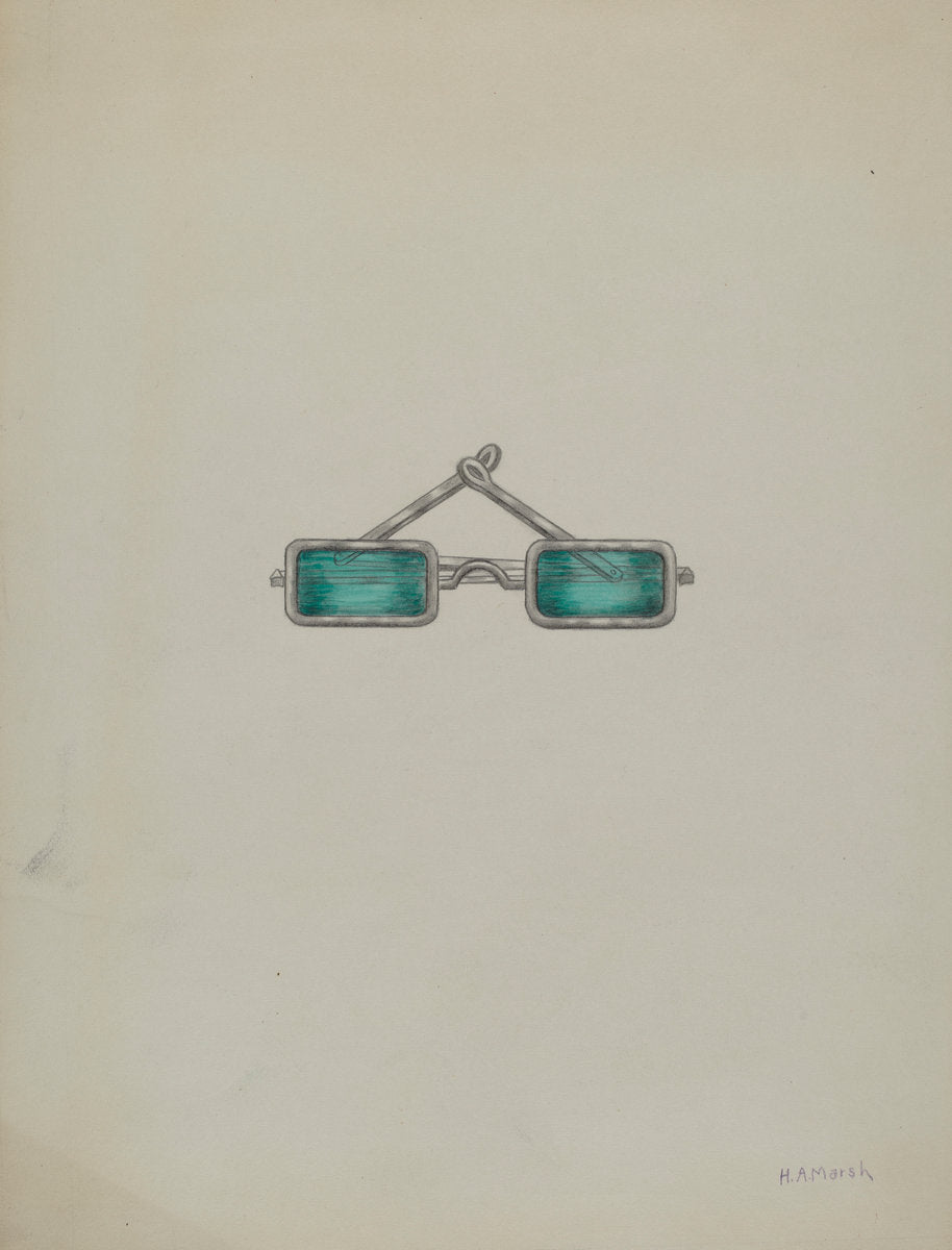 Spectacles with Green Lenses by Herbert Marsh (American, active c. 1935), 16X12"(A3)Poster Print
