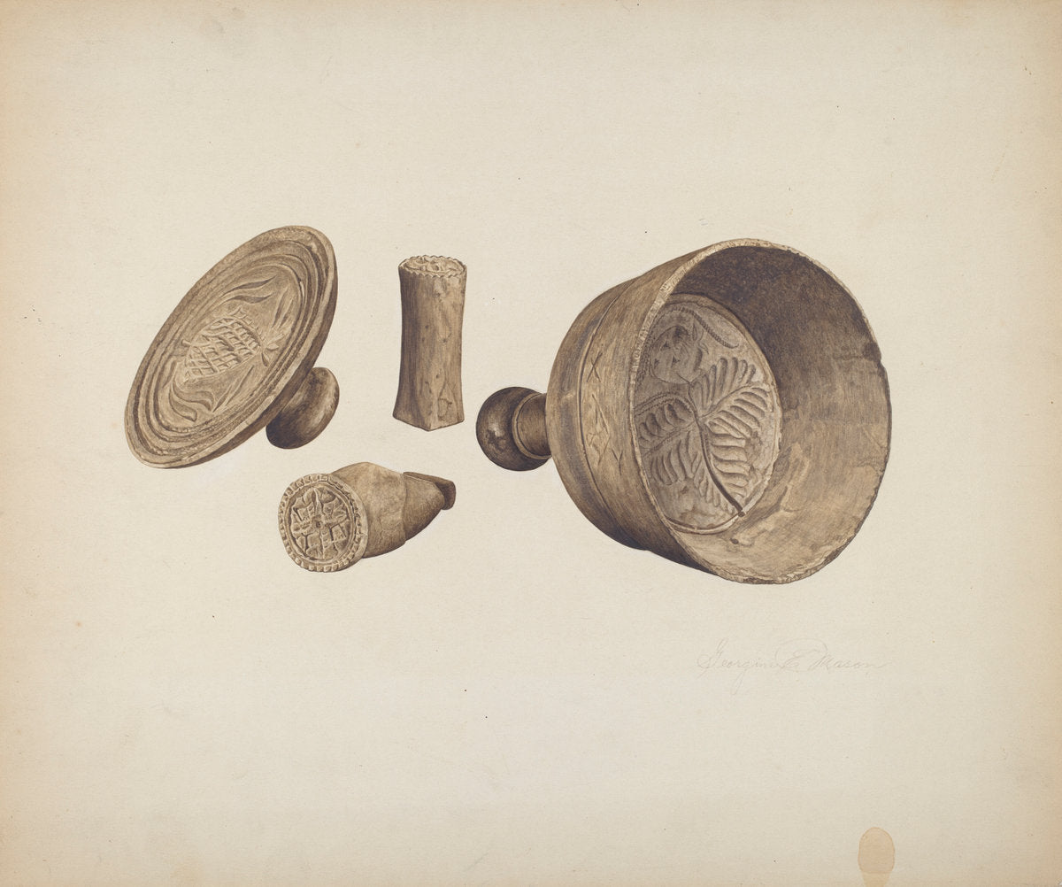 Butter Print and Mold by Georgine E. Mason (American, active c. 1935), 16X12"(A3)Poster Print